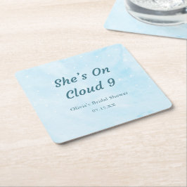 Sie ist auf Cloud 9 Dreamy Sky Blue Brautparty Rechteckiger Pappuntersetzer
