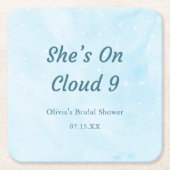 Sie ist auf Cloud 9 Dreamy Sky Blue Brautparty Rechteckiger Pappuntersetzer (Vorderseite)