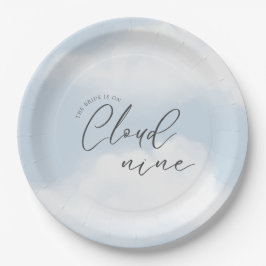 Sie ist auf Cloud 9 Dreamy Watercolor Brautparty Pappteller