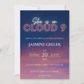 Sie ist auf Cloud 9 Elegant Brautparty Dreamy Neon Einladung (Vorderseite)