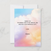 Sie ist auf Cloud 9 farbiges Pastel-Brautparty Dankeskarte (Rückseite)