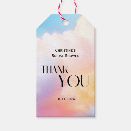 Sie ist auf Cloud 9 farbiges Pastel-Brautparty Geschenkanhänger (Vorderseite)