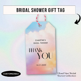 Sie ist auf Cloud 9 farbiges Pastel-Brautparty Geschenkanhänger