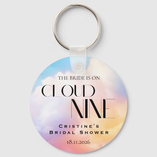 Sie ist auf Cloud 9 farbiges Pastel-Brautparty Schlüsselanhänger (Vorderseite)