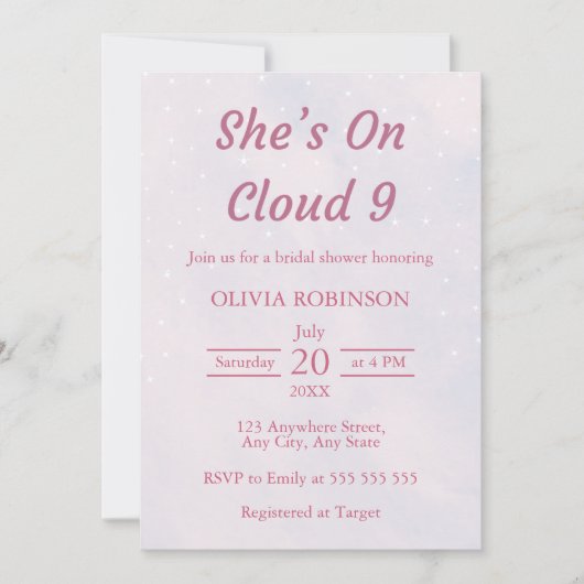 Sie ist auf Cloud 9 Pastel Dreamy Brautparty Einladung (Vorderseite)