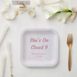 Sie ist auf Cloud 9 Pastel Dreamy Brautparty Pappteller