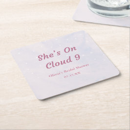Sie ist auf Cloud 9 Pastel Dreamy Brautparty Rechteckiger Pappuntersetzer