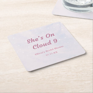 Sie ist auf Cloud 9 Pastel Dreamy Brautparty Rechteckiger Pappuntersetzer