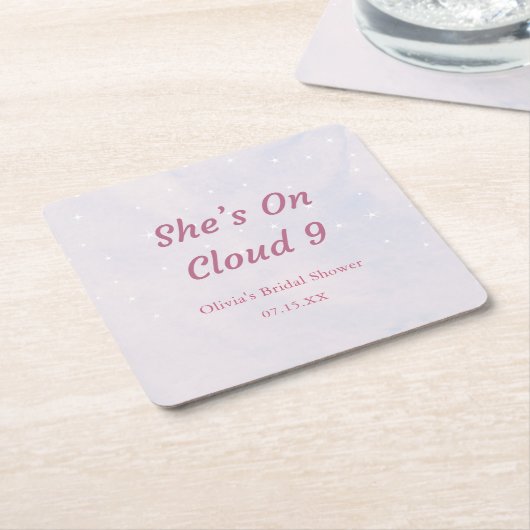 Sie ist auf Cloud 9 Pastel Dreamy Brautparty Rechteckiger Pappuntersetzer (angewinkelt)
