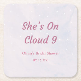 Sie ist auf Cloud 9 Pastel Dreamy Brautparty Rechteckiger Pappuntersetzer