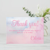 Sie ist auf Cloud 9 Pink Watercolor Brautparty Dankeskarte (Stehend Vorderseite)