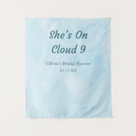 Sie ist auf Cloud 9 Sky Blue Brautparty Hintergrun Wandteppich