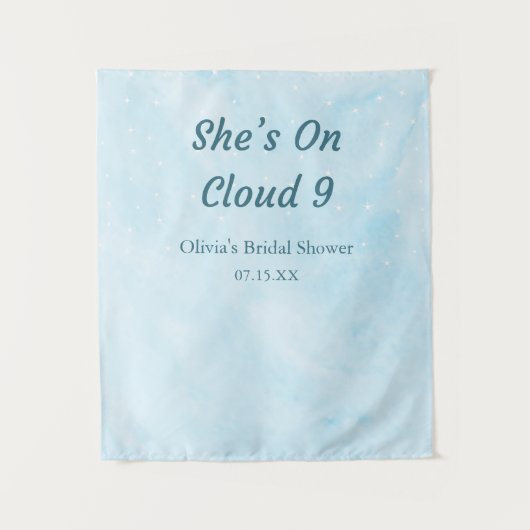 Sie ist auf Cloud 9 Sky Blue Brautparty Hintergrun Wandteppich (Vorderseite)