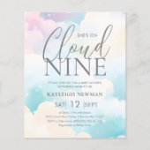 Sie ist auf Cloud Nine Baby Shower Budget Einladun (Vorderseite)