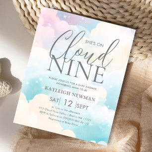 Sie ist auf Cloud Nine Baby Shower Budget Einladun