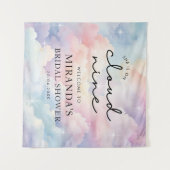 Sie ist auf Cloud Nine Brautparty Begrüßungszeiche Wandteppich (Vorderseite (Horizontal))