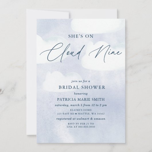 Sie ist auf Cloud Nine Brautparty Einladung (Vorderseite)