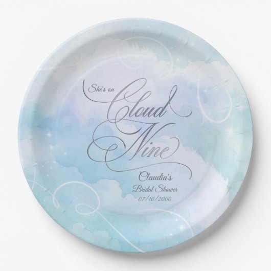 Sie ist auf Cloud Nine Brautparty Pappteller (Vorderseite)