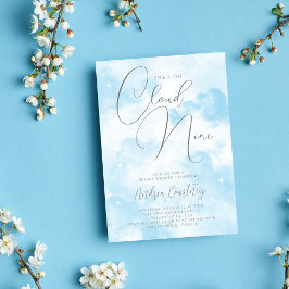 Sie ist auf Cloud Nine Dreamy Blue Brautparty Einladung