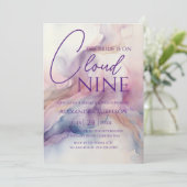 Sie ist auf Cloud Nine Dreamy Pastel Brautparty Einladung (Stehend Vorderseite)