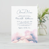 Sie ist auf Cloud Nine Elegant Baby Shower Einladung (Stehend Vorderseite)