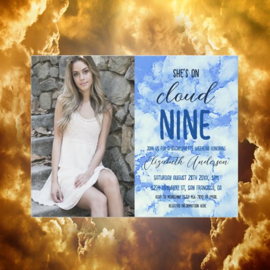 Sie ist auf Cloud Nine! Junggeselinnen-Abschied Einladung