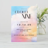 Sie ist auf Cloud Nine Pastel Bridal und Babydusch Save The Date (Stehend Vorderseite)
