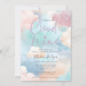 Sie ist auf Cloud Nine Pastellfarben Brautparty Einladung (Vorderseite)