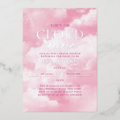 Sie ist auf Cloud Nine Pink Brautparty Folieneinladung (Vorderseite)