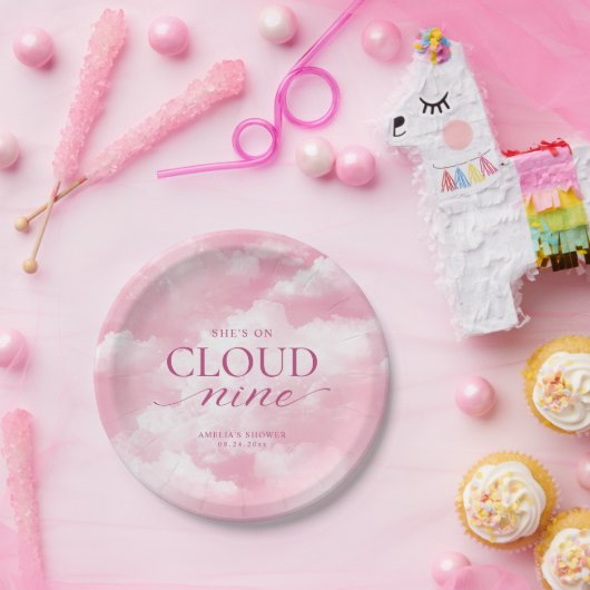 Sie ist auf Cloud Nine Pink Brautparty Pappteller (Party)