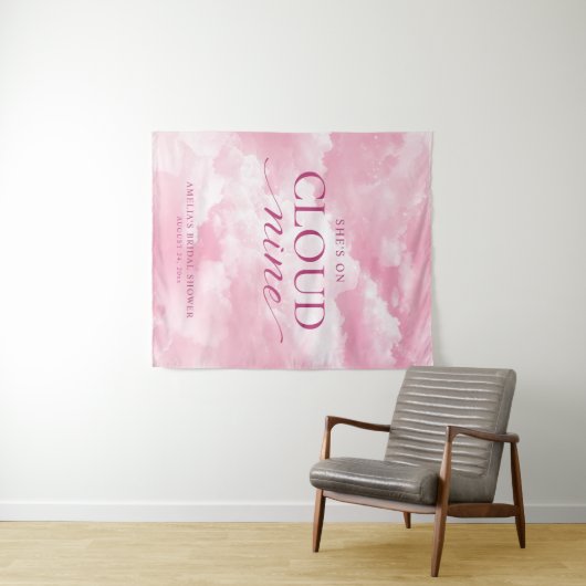 Sie ist auf Cloud Nine Pink Brautparty Wandteppich (Beispiel (Horizontal))