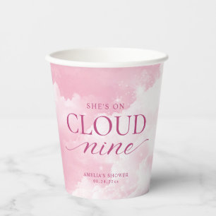 Sie ist auf Cloud Nine Pink Junggesellinnenabschie Pappbecher