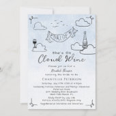 Sie ist auf Cloud Wine Funky Scribble Brautparty Einladung (Vorderseite)