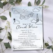 Sie ist auf Cloud Wine Funky Scribble Brautparty Einladung