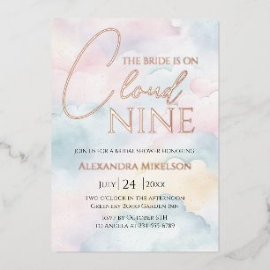 Sie ist auf Wolke 9 Rose Gold Elegante Hochzeitsdu Folieneinladung