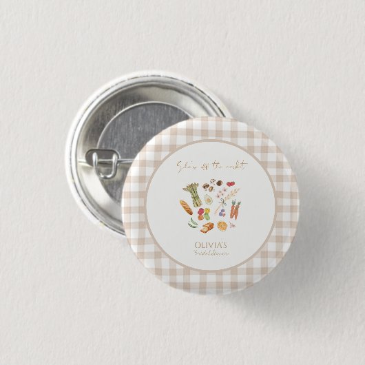 Sie ist außer Handel Floral-Braut-Party Button (Vorne & Hinten)