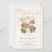 Sie ist außerhalb des Market Gingham Brautparty In Einladung (Vorderseite)