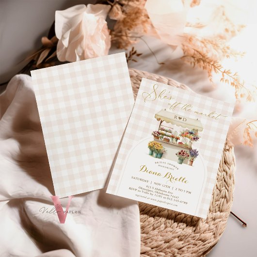 Sie ist außerhalb des Market Gingham Brautparty In Einladung