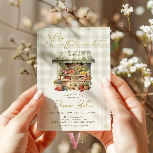 Sie ist außerhalb des Market Gingham Brautparty In Einladung