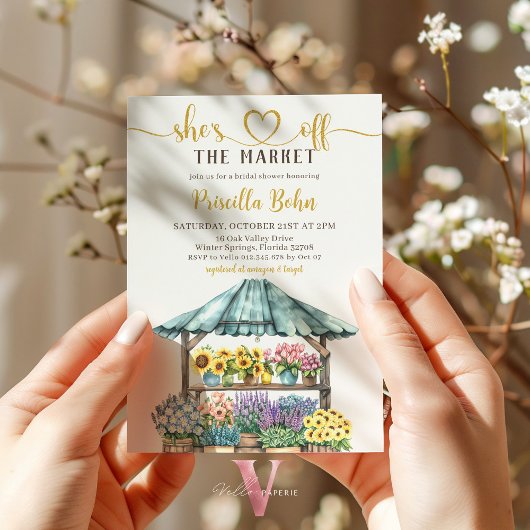 Sie ist außerhalb des Marktes Blume Bridal Dusche Einladung