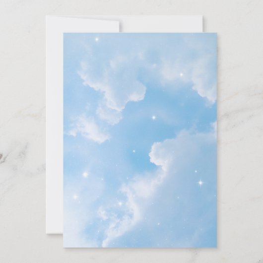 Sie ist bei Cloud Nine | Blue Clouds Brautparty Einladung (Rückseite)