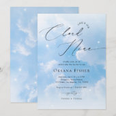 Sie ist bei Cloud Nine | Blue Clouds Brautparty Einladung (Vorne/Hinten)