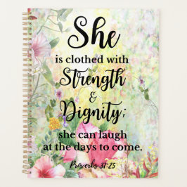 Sie ist bekleidet mit einer Blumenschrift Planer