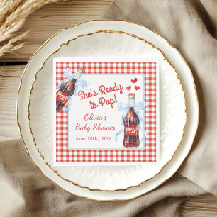 Sie ist bereit, Baby Shower zu platzen Roter Gin Serviette
