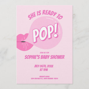 Sie ist bereit, Bubble Gum Girl Baby Shower zu pla Einladung