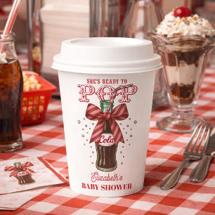 Sie ist bereit, Cola-Flaschen-Baby-Party zu platze Pappbecher