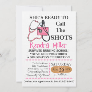 Sie ist bereit, den Shots Nursing Abschluss zu nen Einladung
