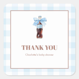 Sie ist bereit, die blaue Limonade-Baby-Party plat Quadratischer Aufkleber