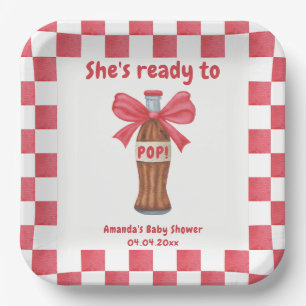 Sie ist bereit, die Limonadenflasche Baby Shower z Pappteller