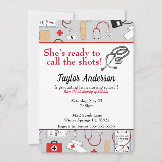 Sie ist bereit, die Schule für die Krankenpflege z Einladung (Vorderseite)
